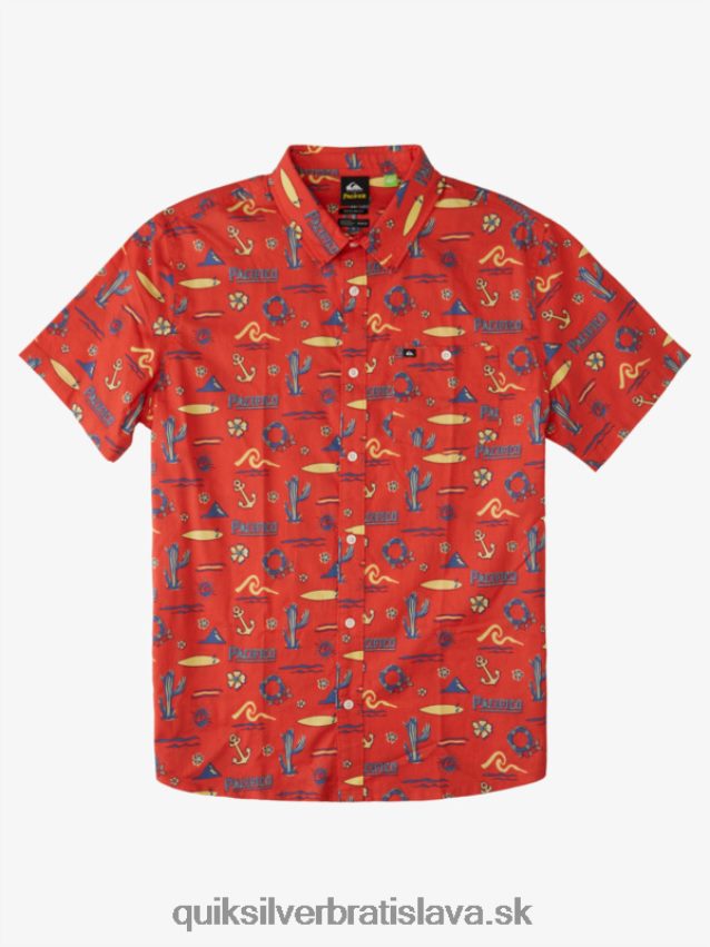 tričko s krátkym rukávom Quiksilver x Pacifico muži B80HXR16 červený pacifico quiksilver
