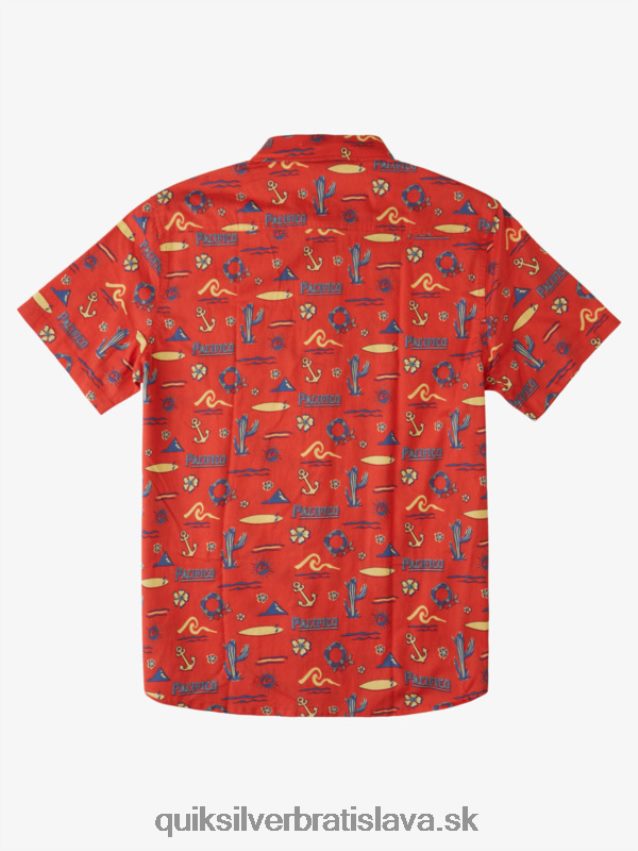 tričko s krátkym rukávom Quiksilver x Pacifico muži B80HXR16 červený pacifico quiksilver
