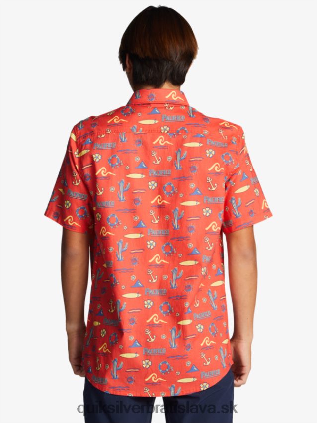 tričko s krátkym rukávom Quiksilver x Pacifico muži B80HXR16 červený pacifico quiksilver