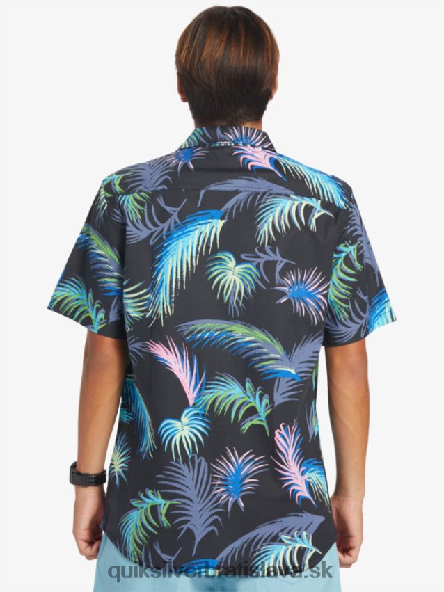 tropická glitch košeľa s krátkym rukávom Quiksilver muži B80HXR551 čierna tropická závada