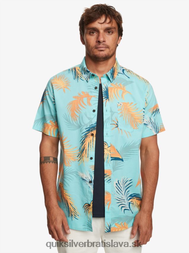 tropická glitch košeľa s krátkym rukávom Quiksilver muži B80HXR552 anjelská modrá tropická závada