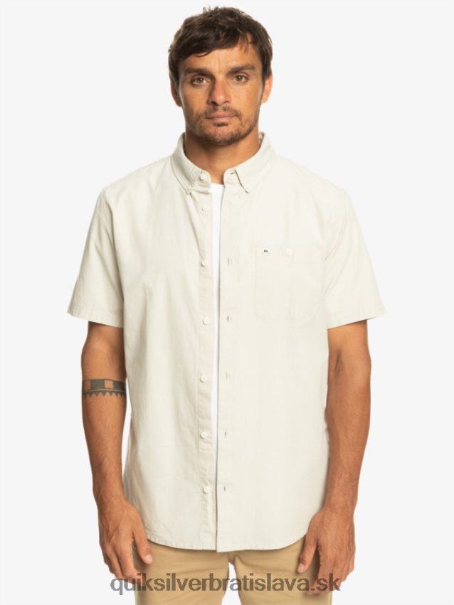 víťazná košeľa s krátkym rukávom Quiksilver muži B80HXR381 plaza taupe