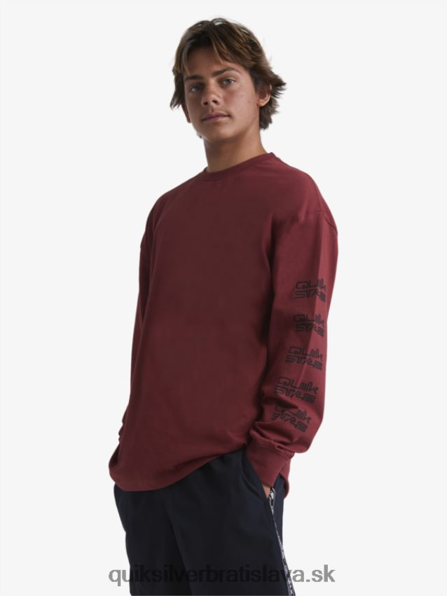 organické tričko s dlhým rukávom Quiksilver x Stab muži B80HXR1844 rubínové víno