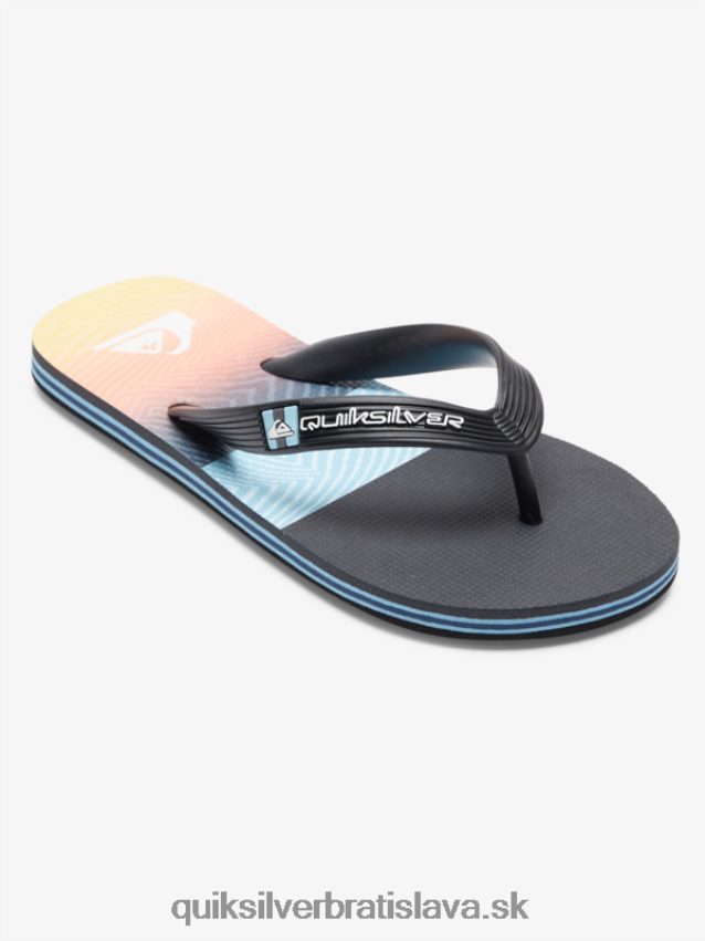 8-16 molokai panelové žabky Quiksilver chlapci B80HXR2206 čierna/oranžová/sivá