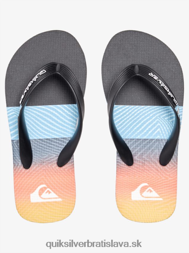 8-16 molokai panelové žabky Quiksilver chlapci B80HXR2206 čierna/oranžová/sivá