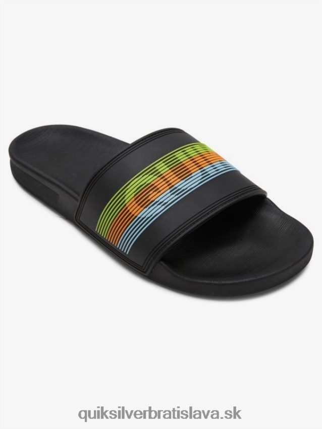 rivi wordmark slide slider sandále Quiksilver muži B80HXR693 čierna/oranžová/modrá