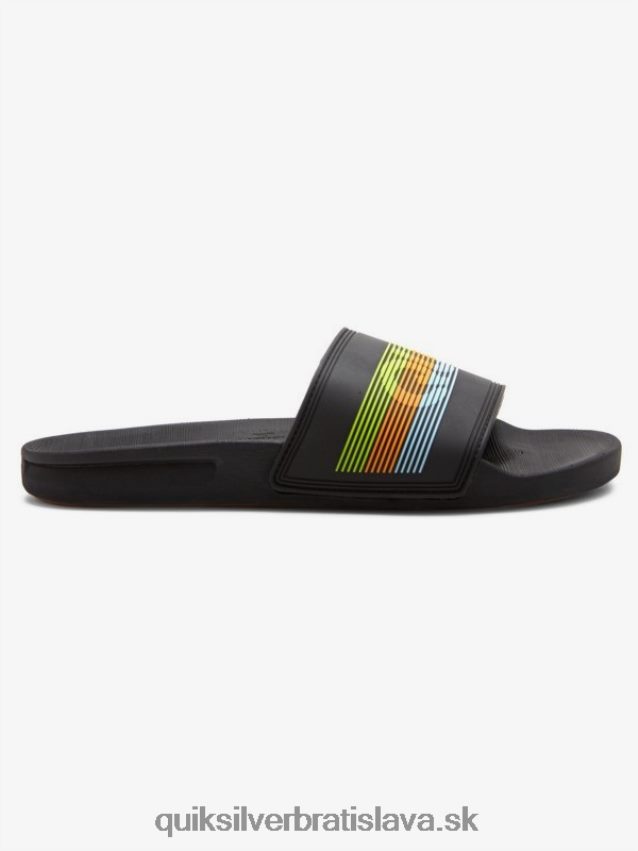 rivi wordmark slide slider sandále Quiksilver muži B80HXR693 čierna/oranžová/modrá