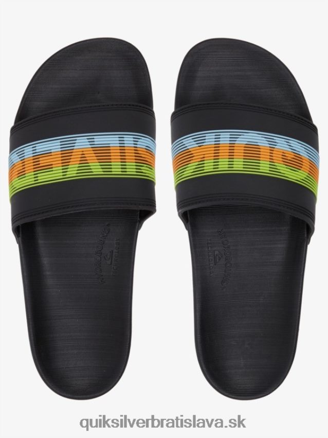 rivi wordmark slide slider sandále Quiksilver muži B80HXR693 čierna/oranžová/modrá