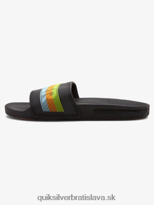 rivi wordmark slide slider sandále Quiksilver muži B80HXR693 čierna/oranžová/modrá